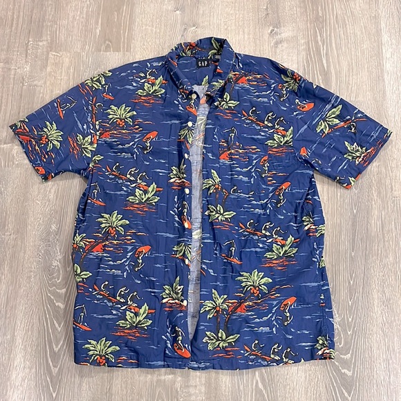 Vintage Men’s GAP Hawaiian Shirt in Blue - Picture 1 of 2